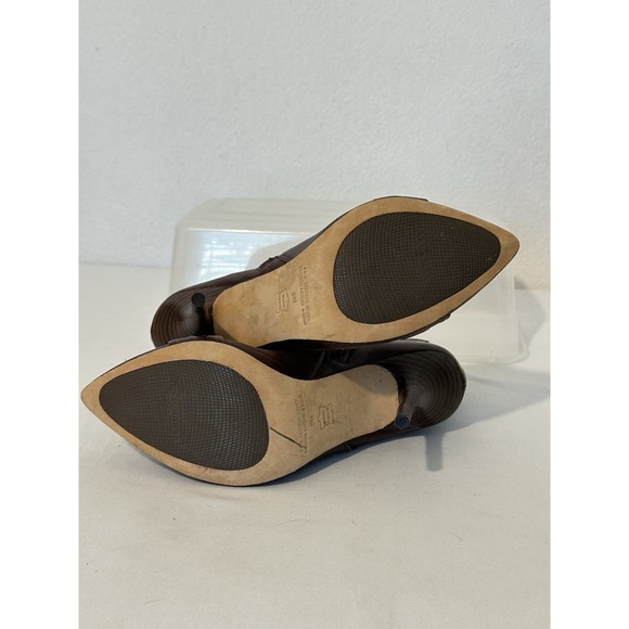 Leon Max Leather Boots Womens Sz 8 Stiletto Mid Calf Pointed Toe Purple Maroon - Picture 5 of 6